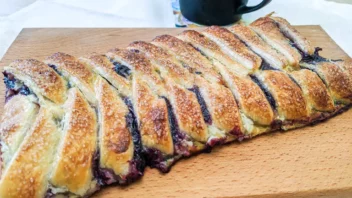 Chokeberry Danish puff pastry braid