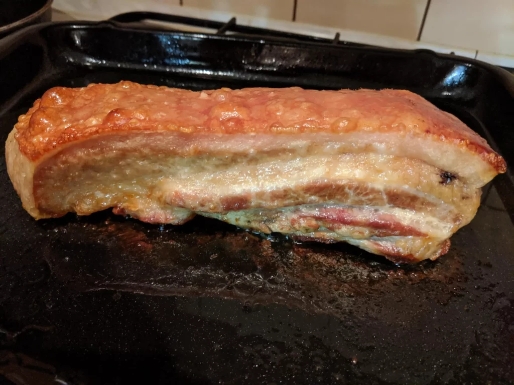 pork belly right out of the oven