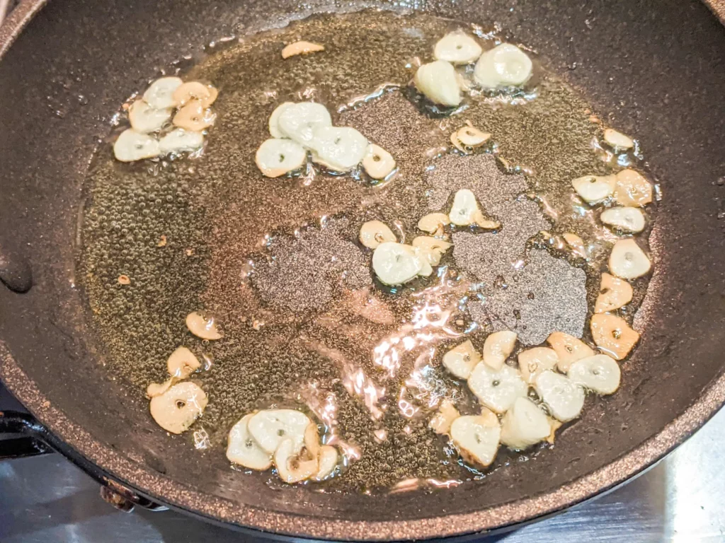 sauteeing garlic