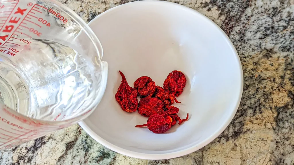 dry carolina reaper chile peppers in a bowl