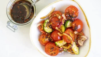 tomato garden salad with chili crisp dressing on the side
