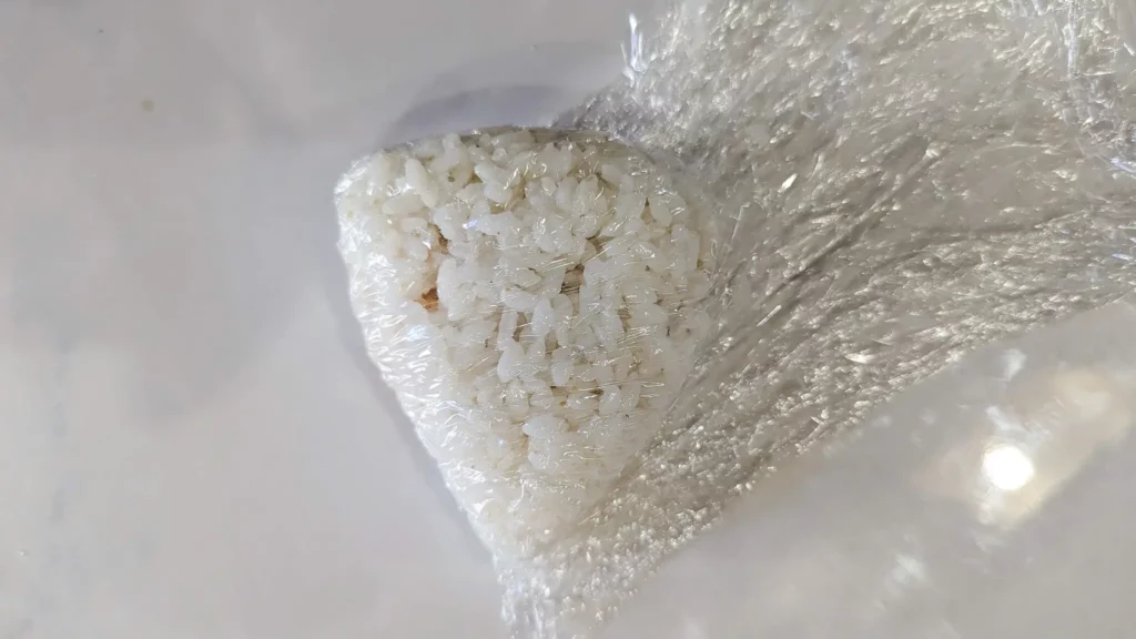 onigiri wrapped in plastic