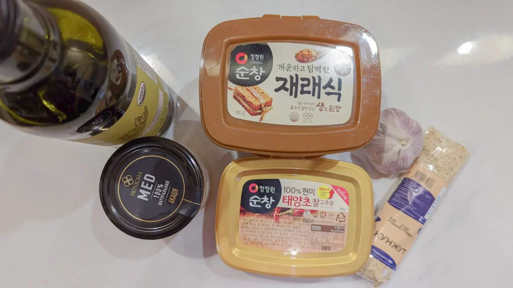 ssamjang ingredients on a kitchen counter