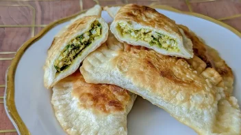 a plate of spring chebureki in the traditional Crimean tatar style on a plate