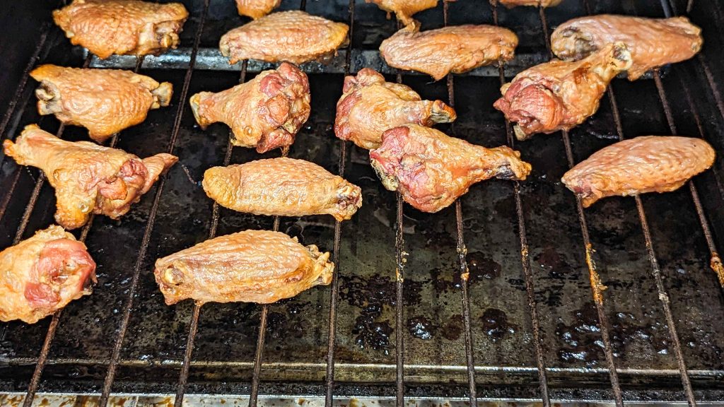 baking powder method chicken wings on an oven rack after cooking